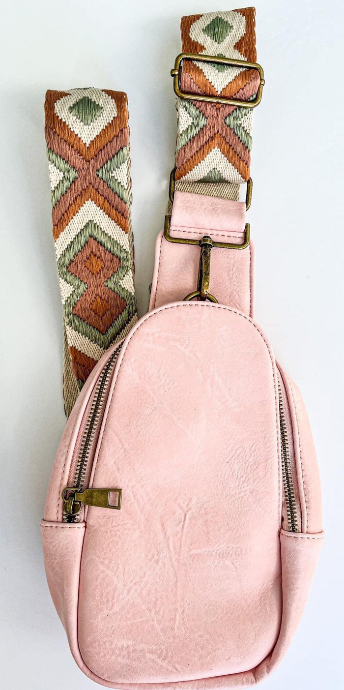 Vegan Leather Sling Purse - Pink