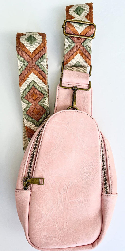 Vegan Leather Sling Purse - Pink