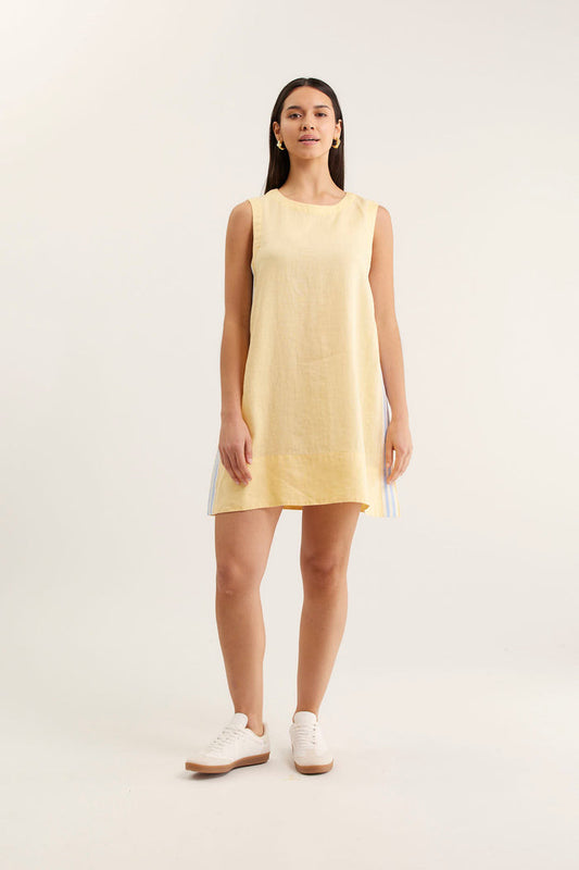 Vespa Mini Linen Dress In Lemon