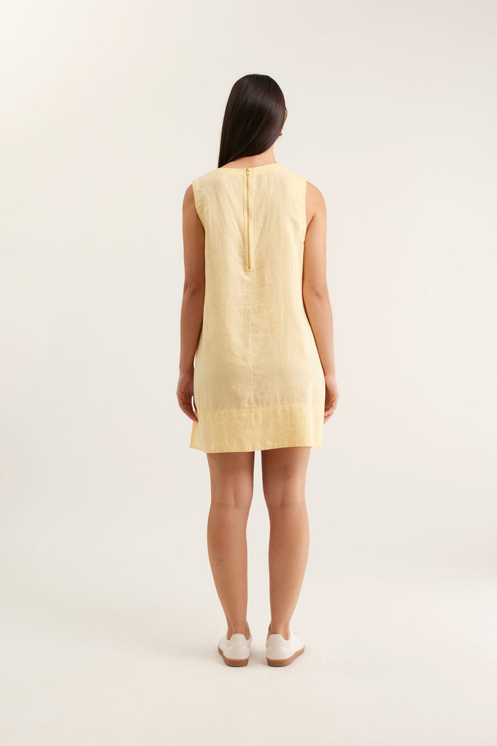 Vespa Mini Linen Dress In Lemon