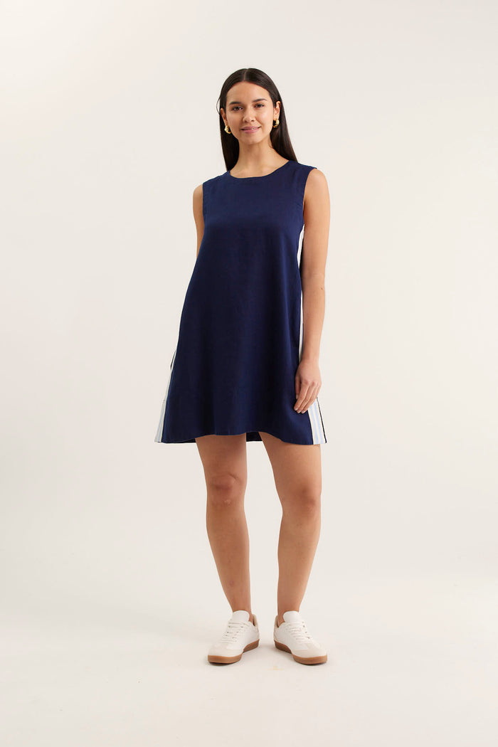 Vespa Mini Linen Dress In Navy