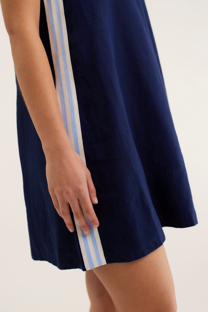 Vespa Mini Linen Dress In Navy