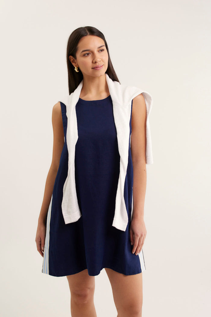 Vespa Mini Linen Dress In Navy