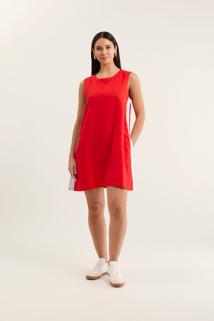 Vespa Mini Linen Dress In Red