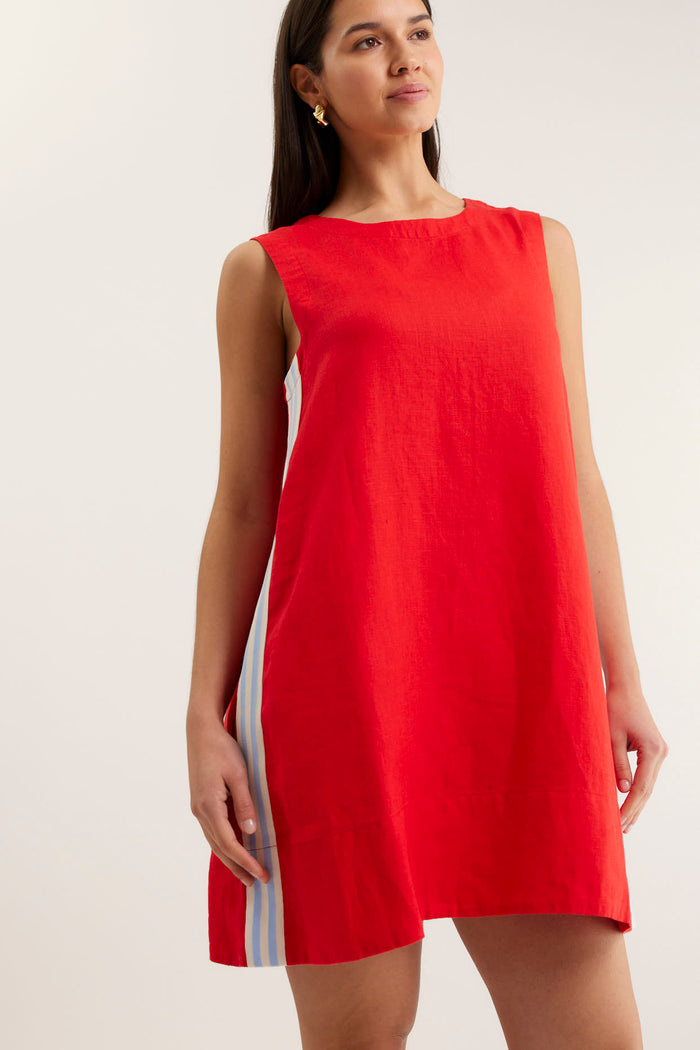 Vespa Mini Linen Dress In Red