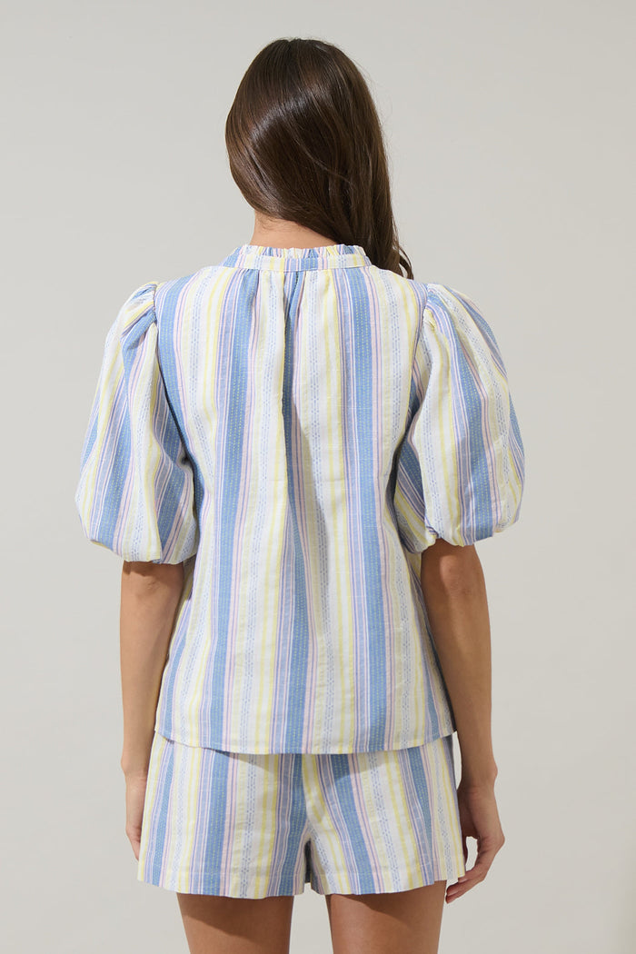 Vexie Striped Gretna Ruffle Blouse