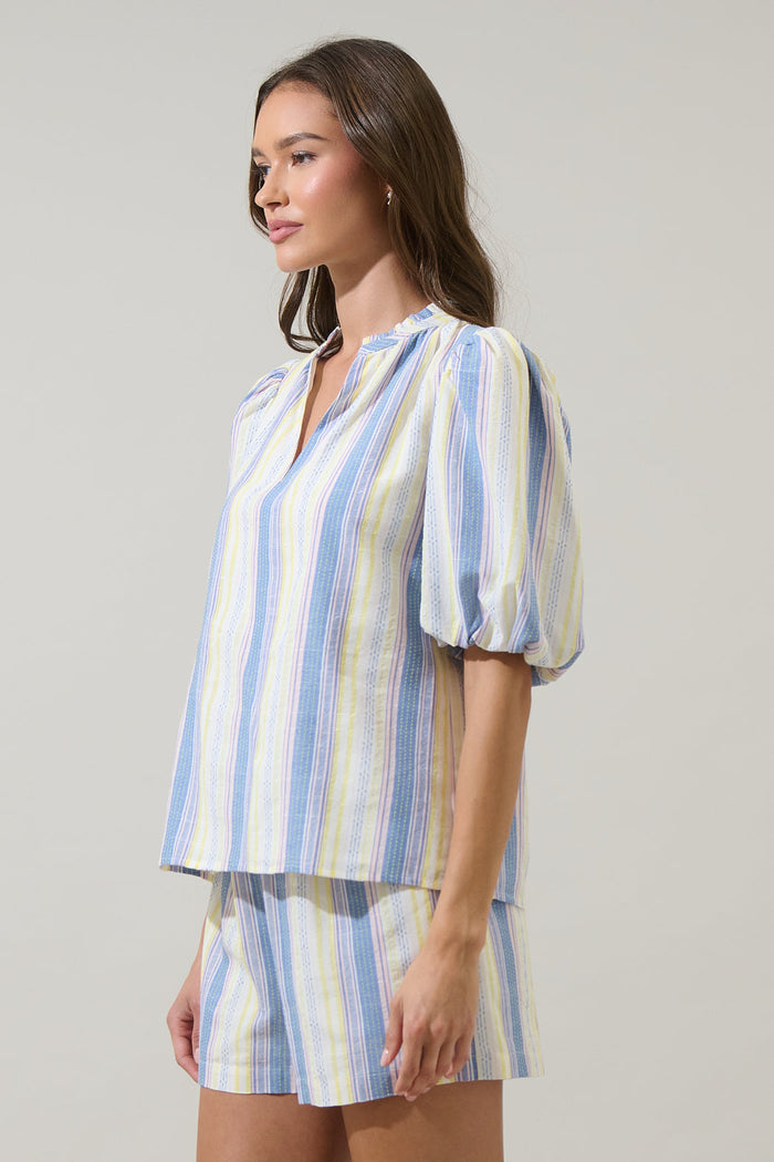 Vexie Striped Gretna Ruffle Blouse