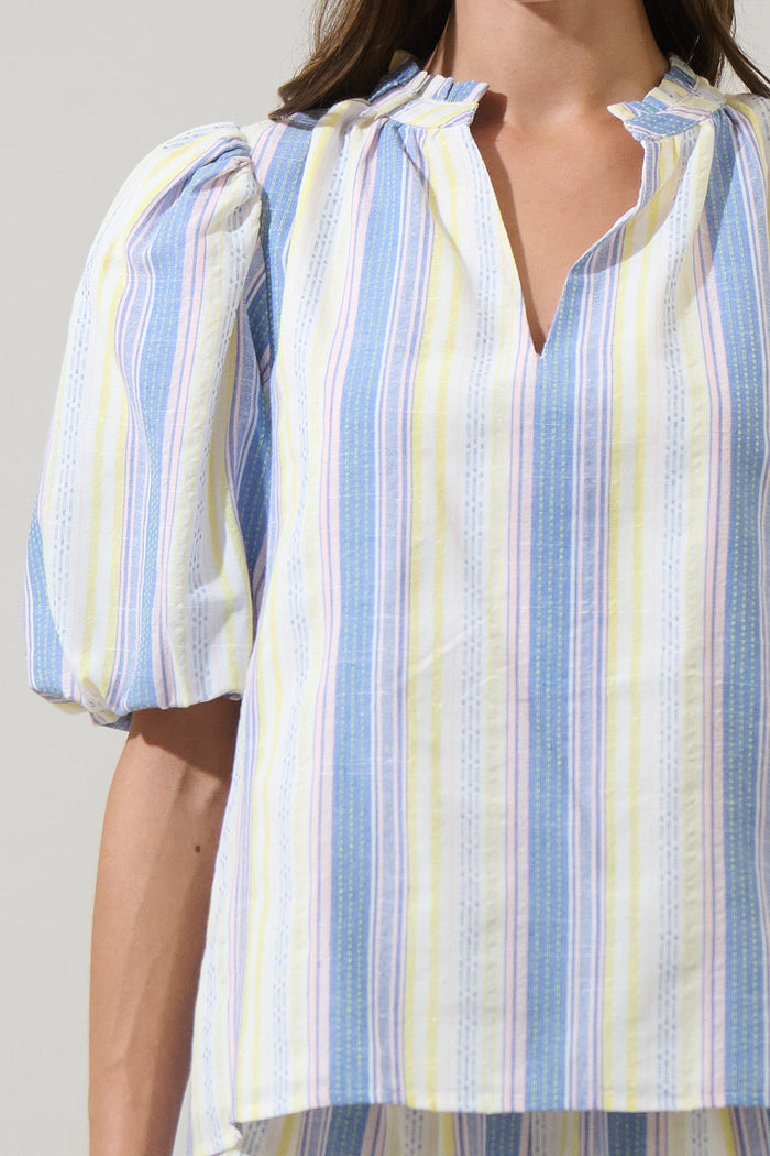 Vexie Striped Gretna Ruffle Blouse
