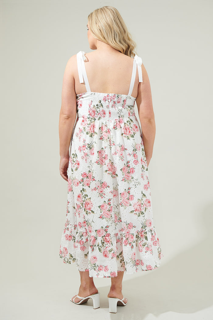 Villa Garden Eyelet Midi Dress Curve