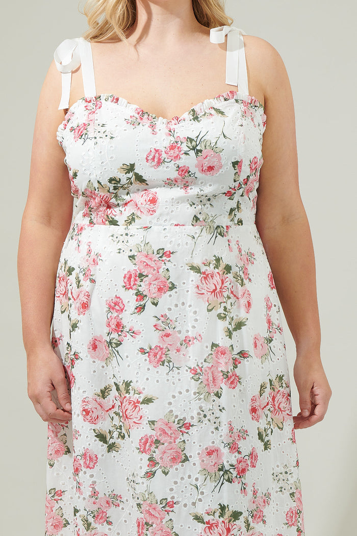 Villa Garden Eyelet Midi Dress Curve