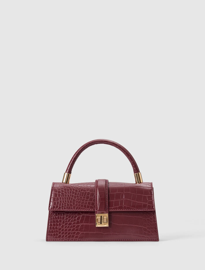 Violet Lock Detail Top Handle Bag 0 Vintage Merlot Forever New