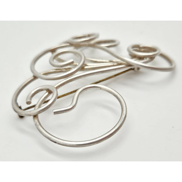 Vintage Studio Artisan sterling silver large Retro Atomic modernist Brooch Pin, view 5 of 7
