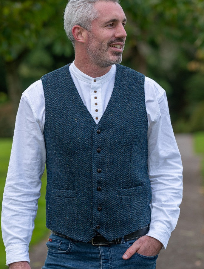 WB Yeats Blue Herring tweed waistcoat