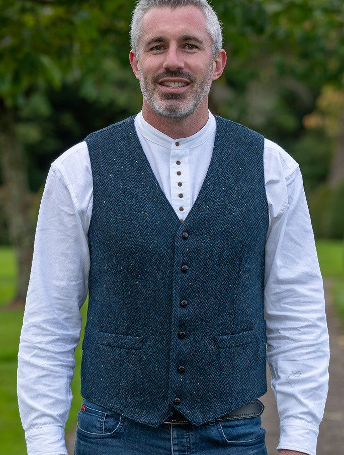 WB Yeats Blue Herring tweed waistcoat