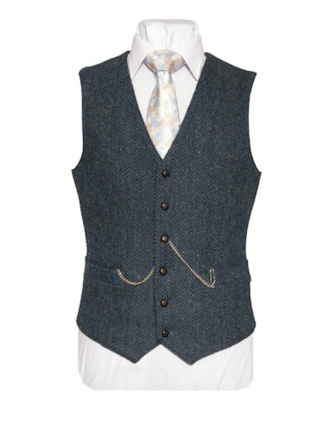 WB Yeats Blue Herring tweed waistcoat