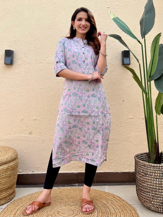 Weekend Offer Cotton Kurti- Lavender Floral