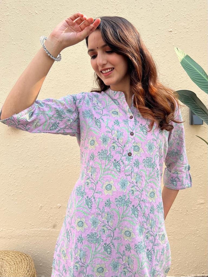 Weekend Offer Cotton Kurti- Lavender Floral