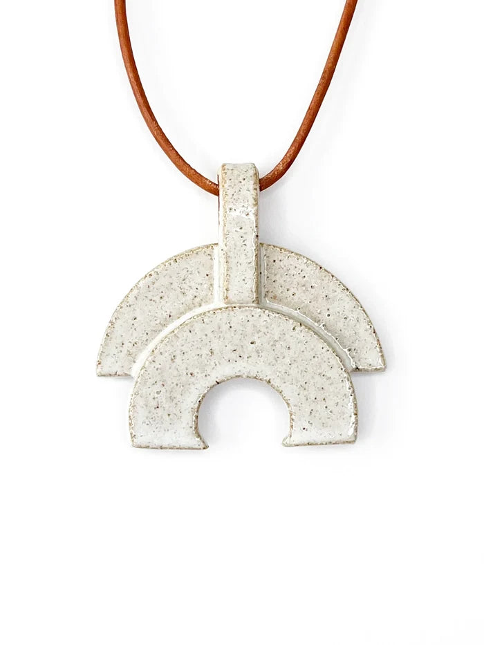 White Blossom Arc Moon Necklace by Jeanne