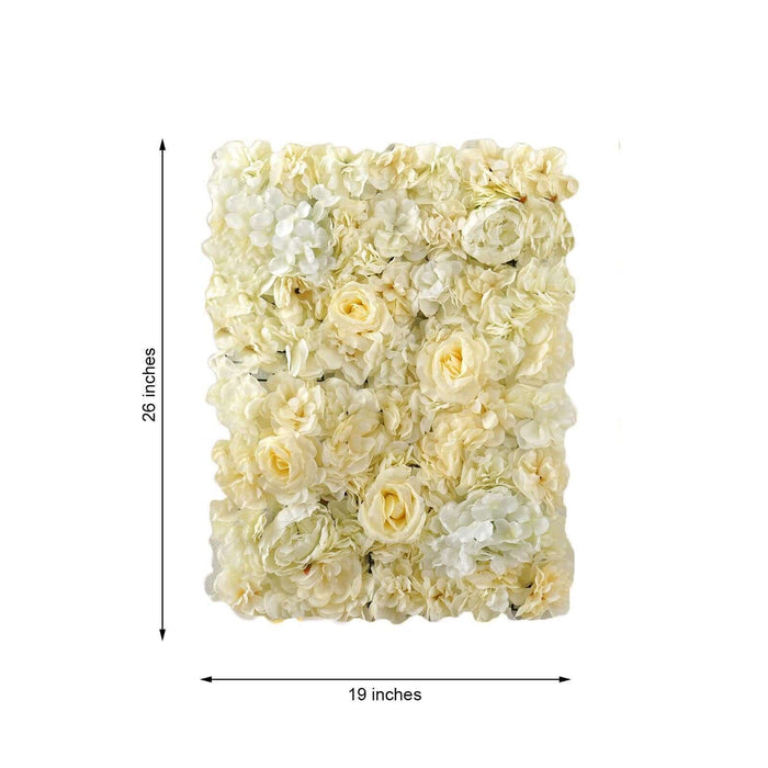 Floral wall decor in white and cream, 26x19 inches.