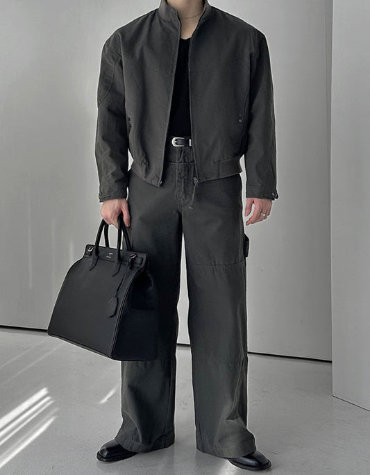 Wide Utility Pants - BLACK / CHARCOAL