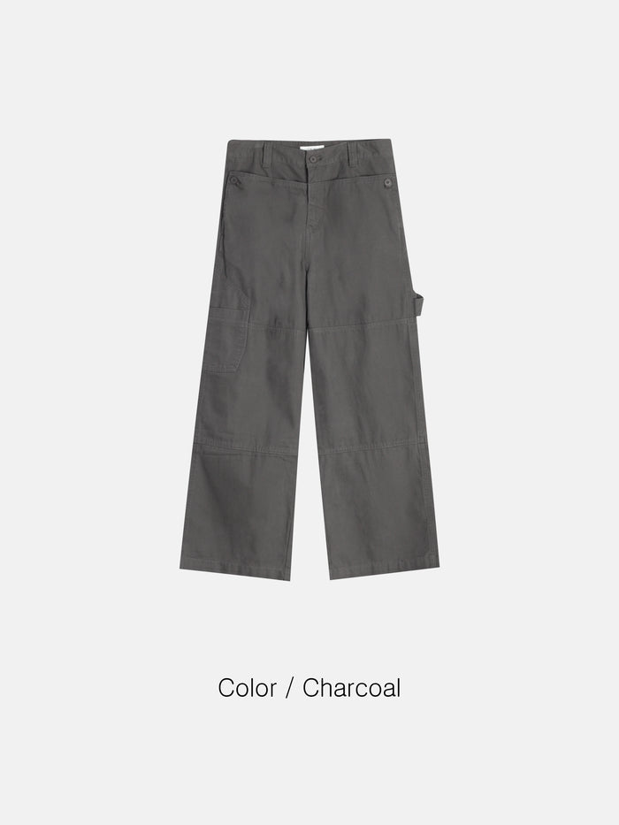 Wide Utility Pants - BLACK / CHARCOAL