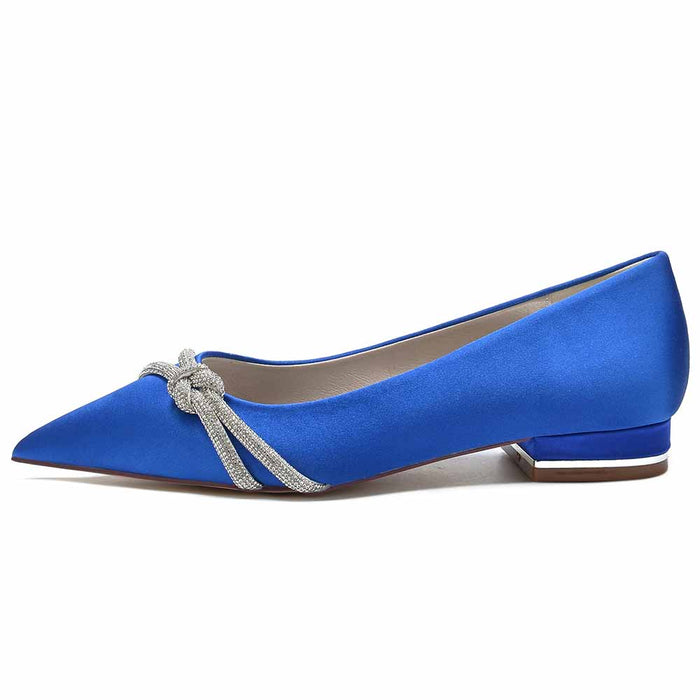 Women Party Flat Shoes Satin Bridal Shoes with Beaded