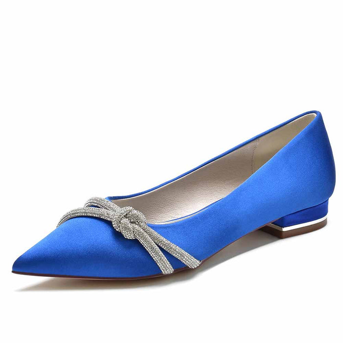 Women Party Flat Shoes Satin Bridal Shoes with Beaded