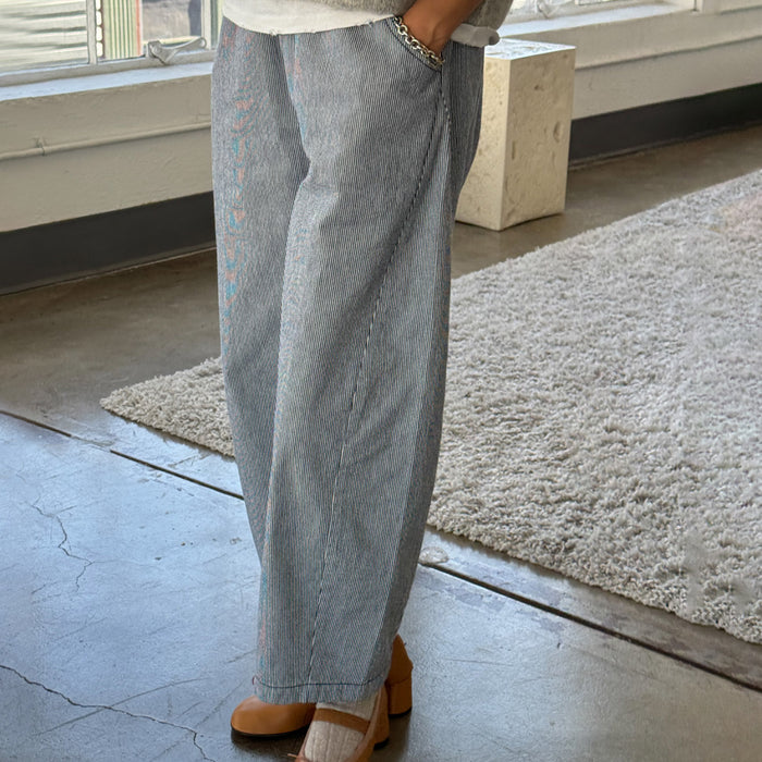 Women's Cotton Arc Pants - Blue Stripe