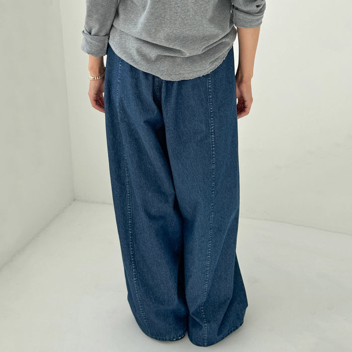 Women's Cotton Parachute Pants - Denim Blue