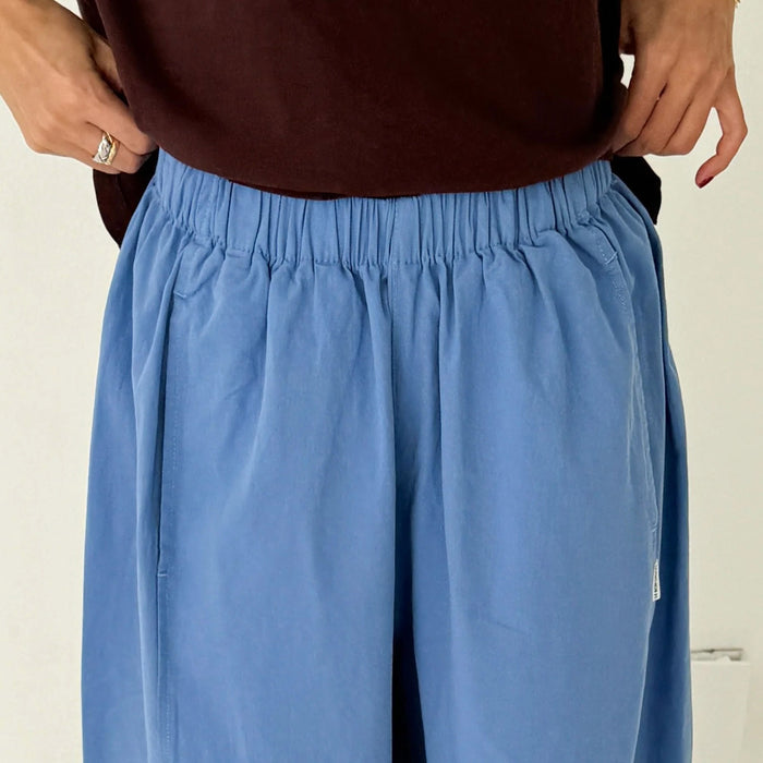 Women's Cotton Parachute Pants - Slate Blue