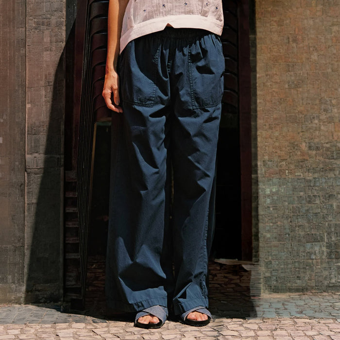 Women's Cotton Poplin Lightweight Trousers - Marino