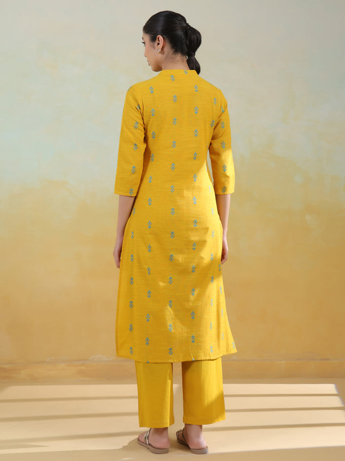 Women's Cotton Self Design Straight Kurta Set