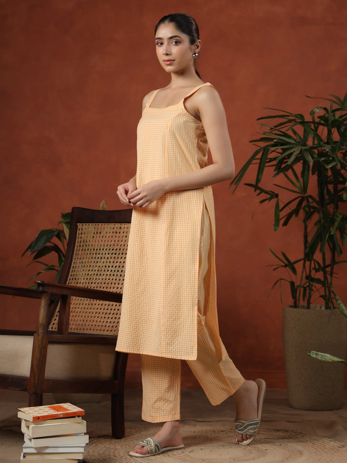 Women's Cotton Self Design Straight Kurta Set