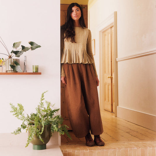 Women's Linen & Cotton Leila Trousers - Earth