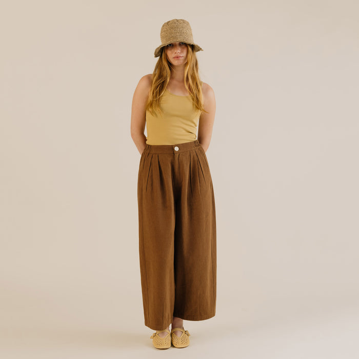 Women's Linen & Cotton Leila Trousers - Earth