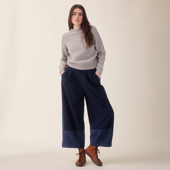 Women's Linen/Cotton Leila Trousers - Indigo Mix