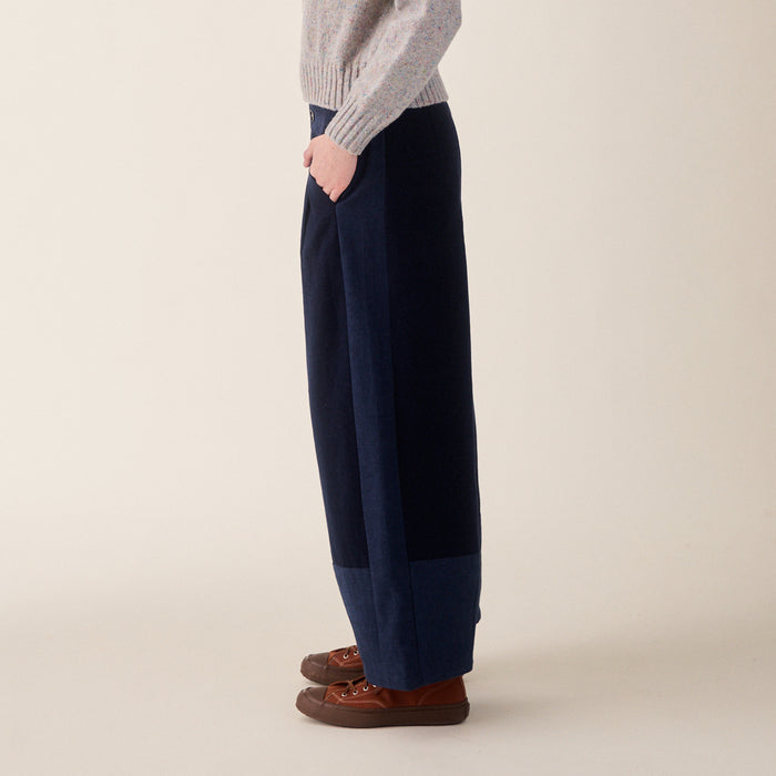 Women's Linen/Cotton Leila Trousers - Indigo Mix