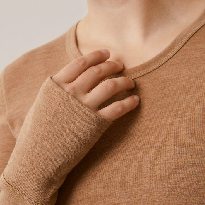 Women's Merino Wool Breastfeeding Top - Brown Melange