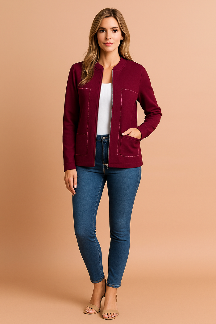 Women's Modern Blazer Stylish Zipper Design High-Quality Fabric
