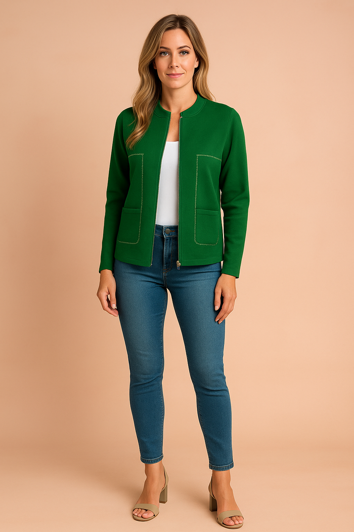 Women's Modern Blazer Stylish Zipper Design High-Quality Fabric