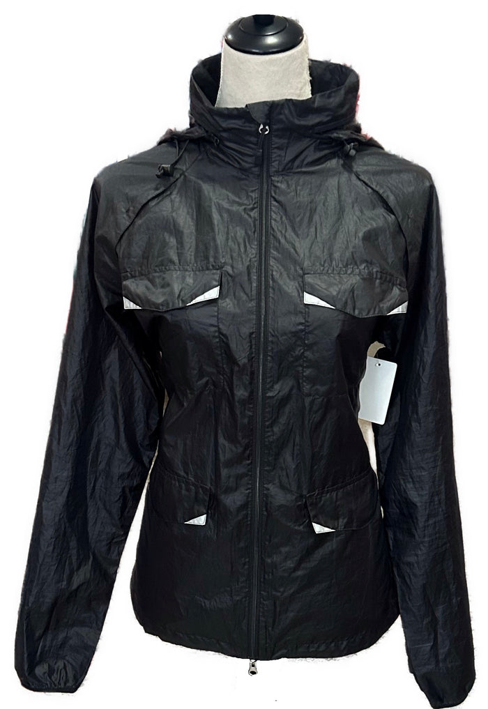 Women's Nike Full-Zip Black Running Rain Jacket w/Hood Size L