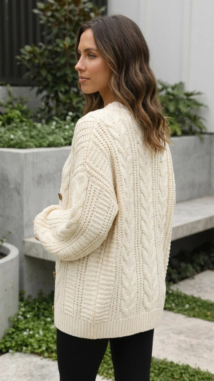 Women's Oversized Cable Knit Cardigan