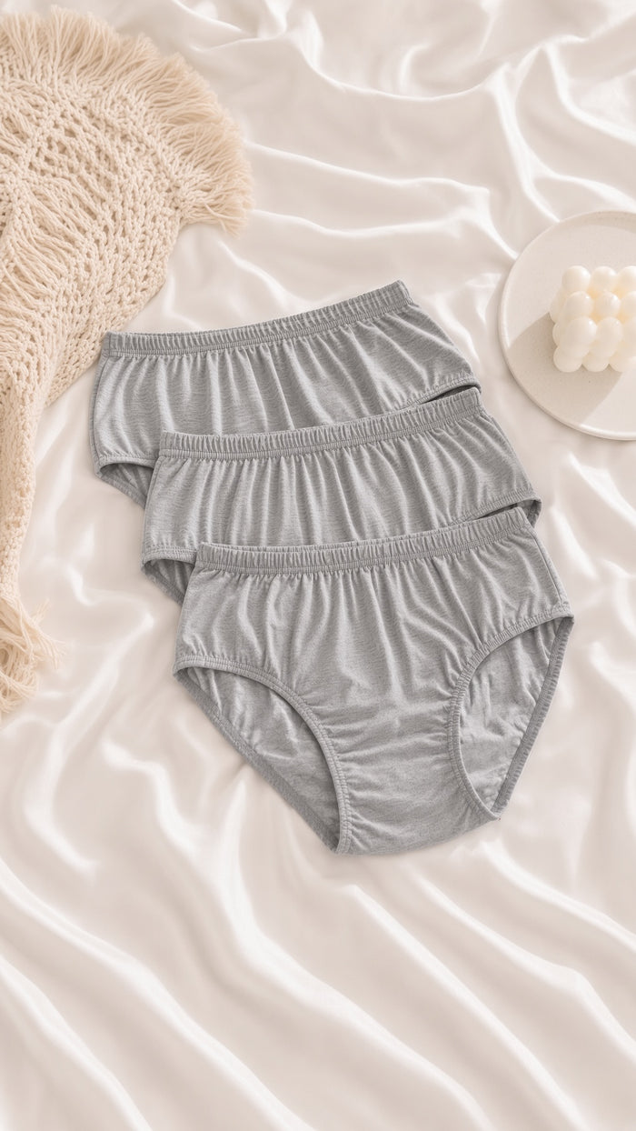 Women’s Premium Grey Combed Cotton Briefs Pack of 3