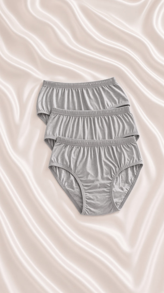 Women’s Premium Grey Combed Cotton Briefs Pack of 3