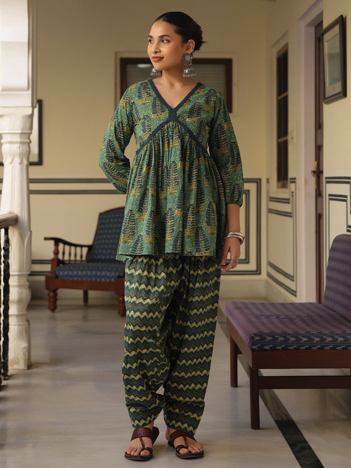 Women's Printed Cotton Kurta Set with Salwar
