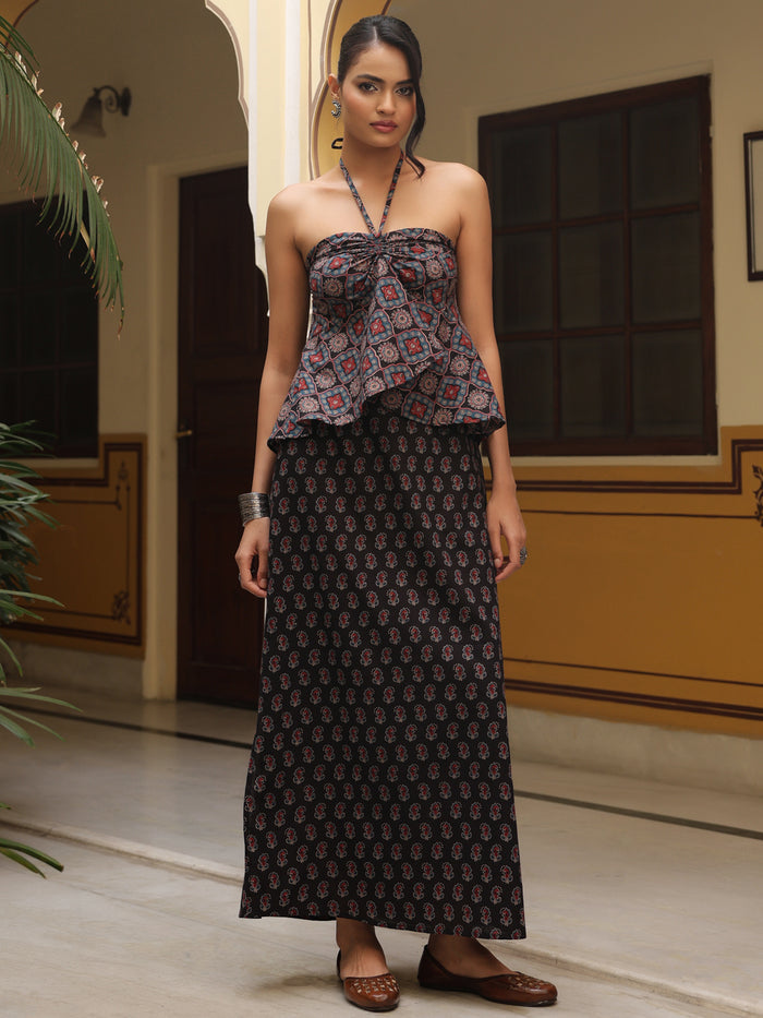 Women's Straight Skirt With Tie up Top