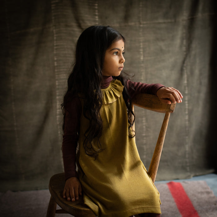 Wren Baby & Kids Dress - Merino Wool & Silk - Pistachio