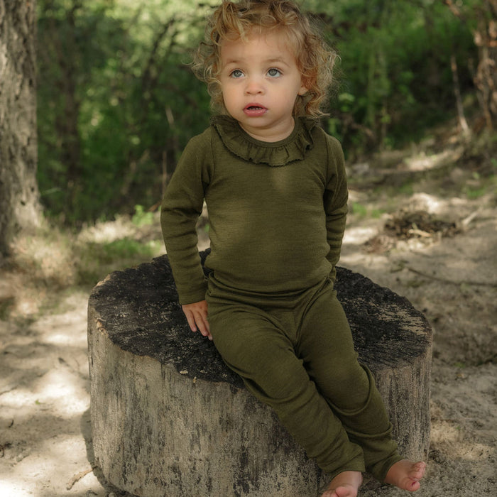 Wren Baby & Kids Top - Merino Wool & Silk - Seaweed