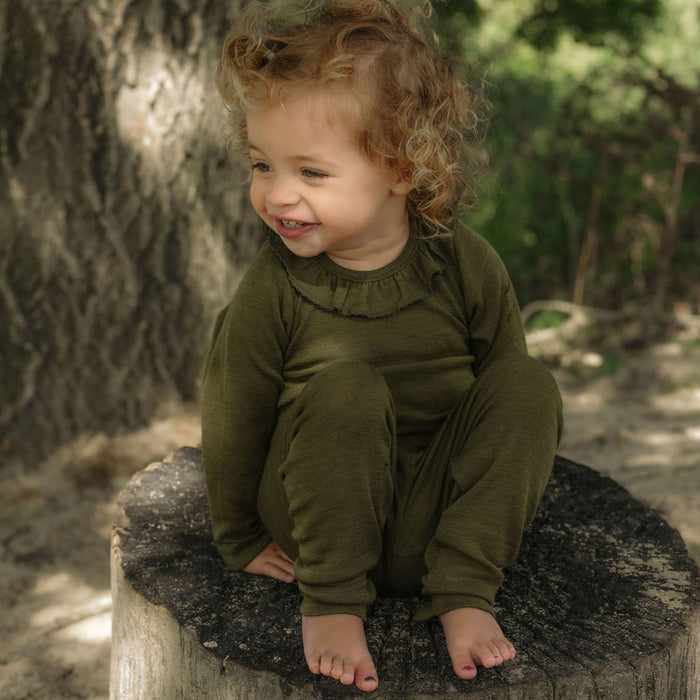 Wren Baby & Kids Top - Merino Wool & Silk - Seaweed
