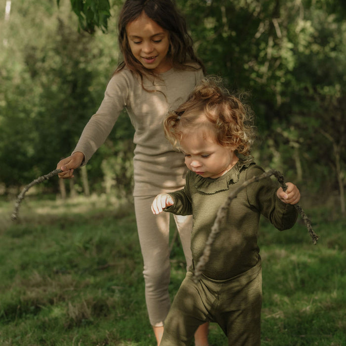 Wren Baby & Kids Top - Merino Wool & Silk - Seaweed